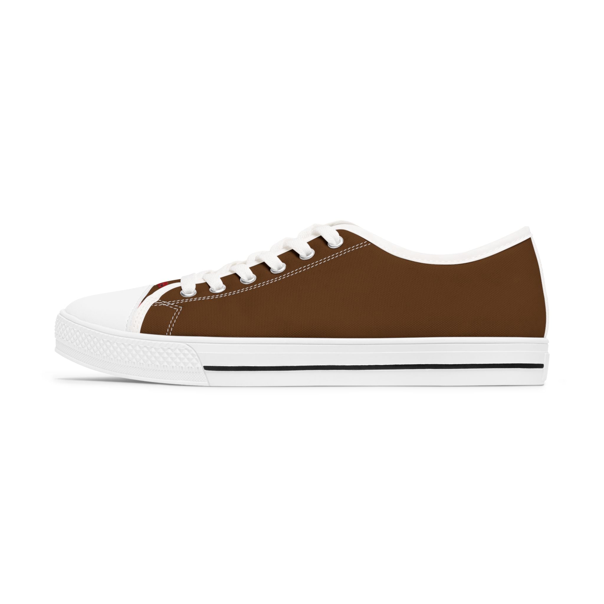 I Am – Women’s Surreal Eye Low-Top Canvas Sneakers – Brown Background