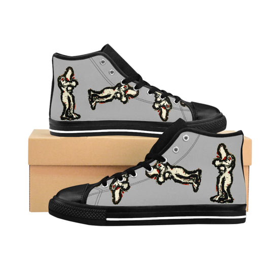 InTense – Men’s High-Top Canvas Sneakers with Abstract Figure Art – Light Grey Background