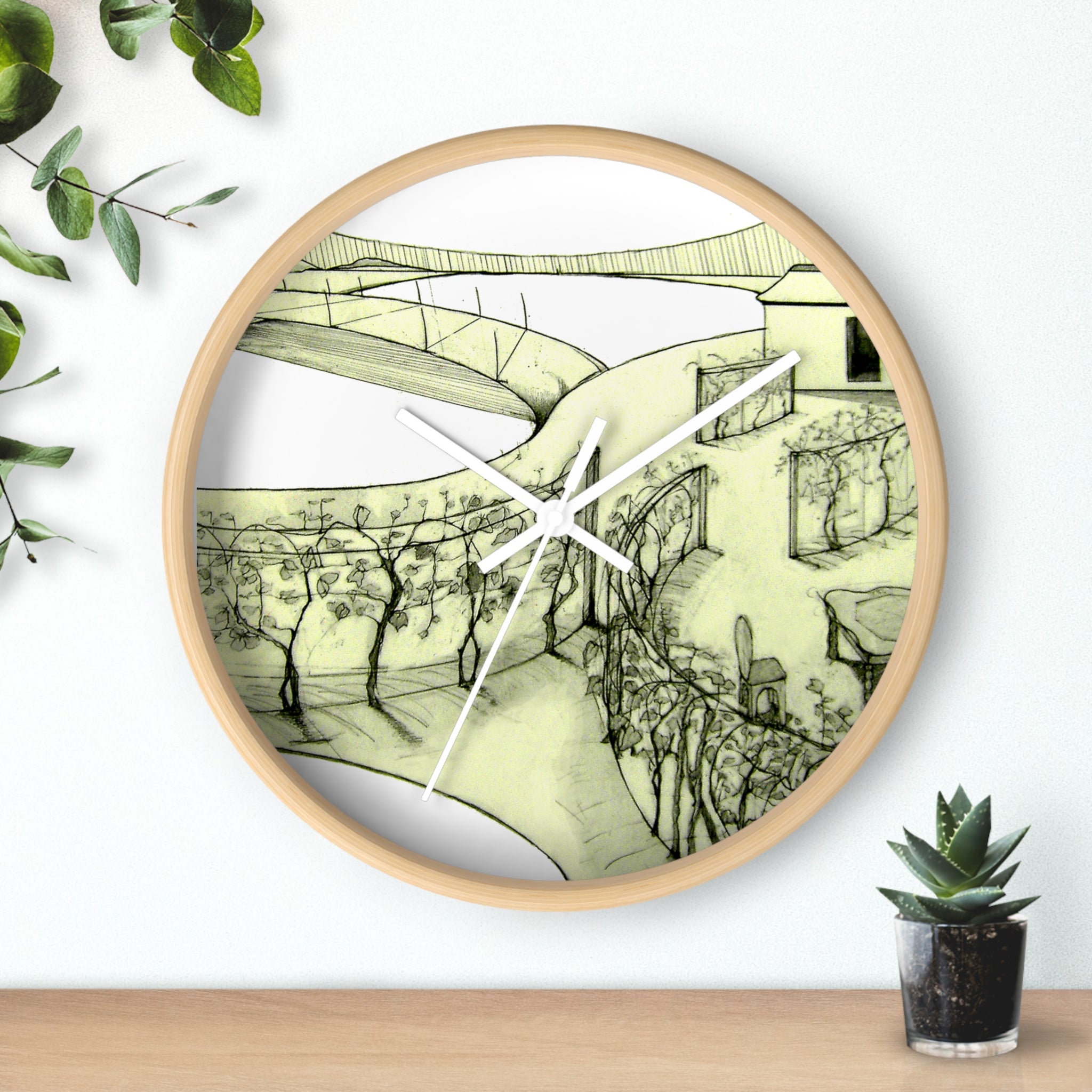 Tuscan Skywalk Designer Wall Clock – 10″ Silent Wood Wall Art | WG Patrick Studios