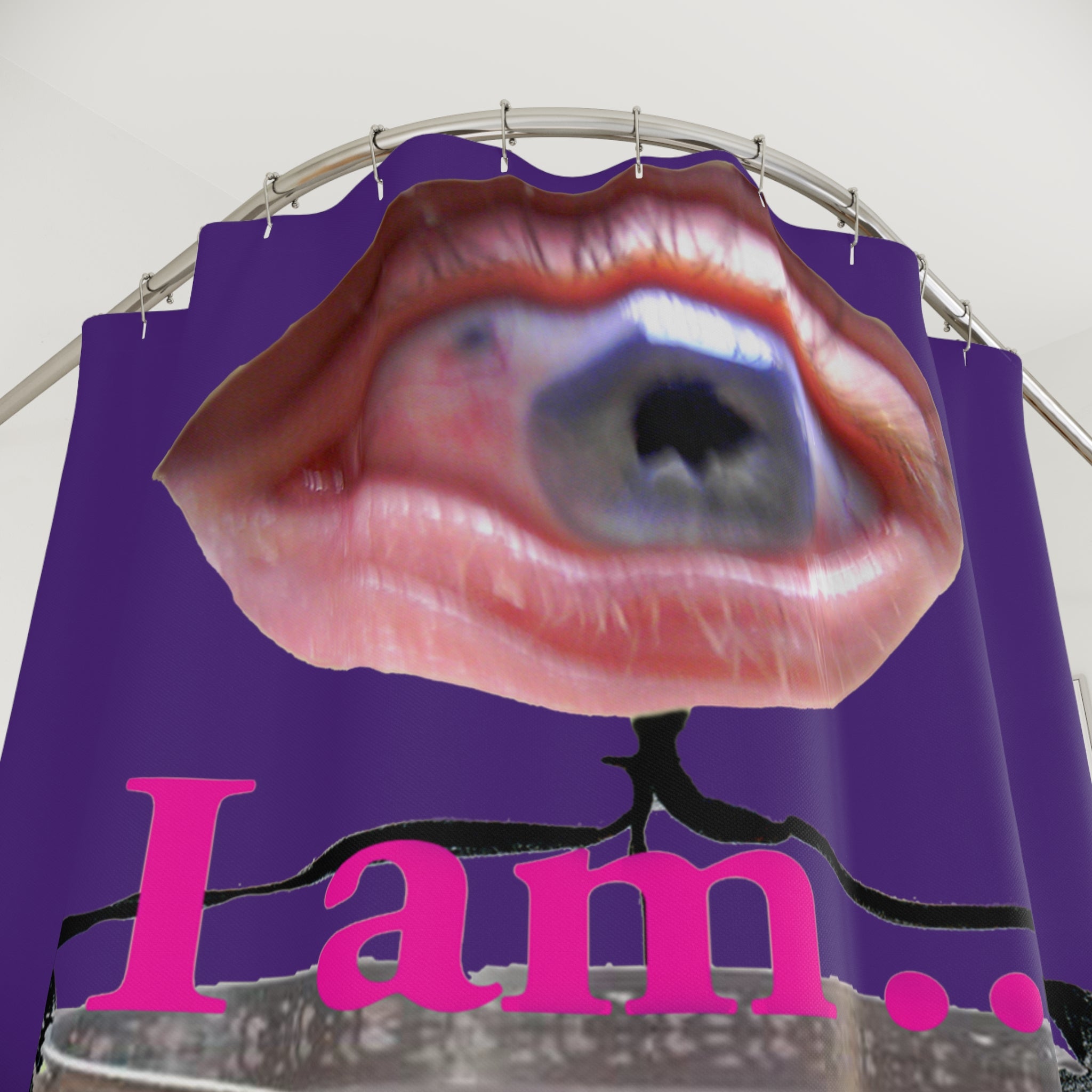 I Am… Surreal Eye Art Shower Curtain – Red Heart Figure