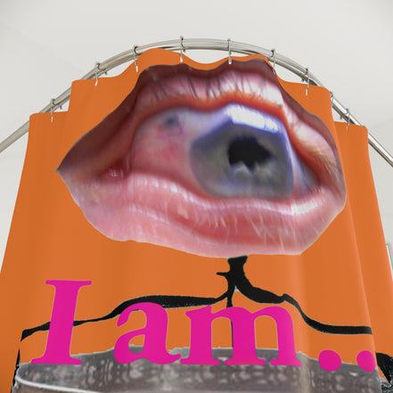 I Am… Surreal Eye Art Shower Curtain – Red Heart Figure