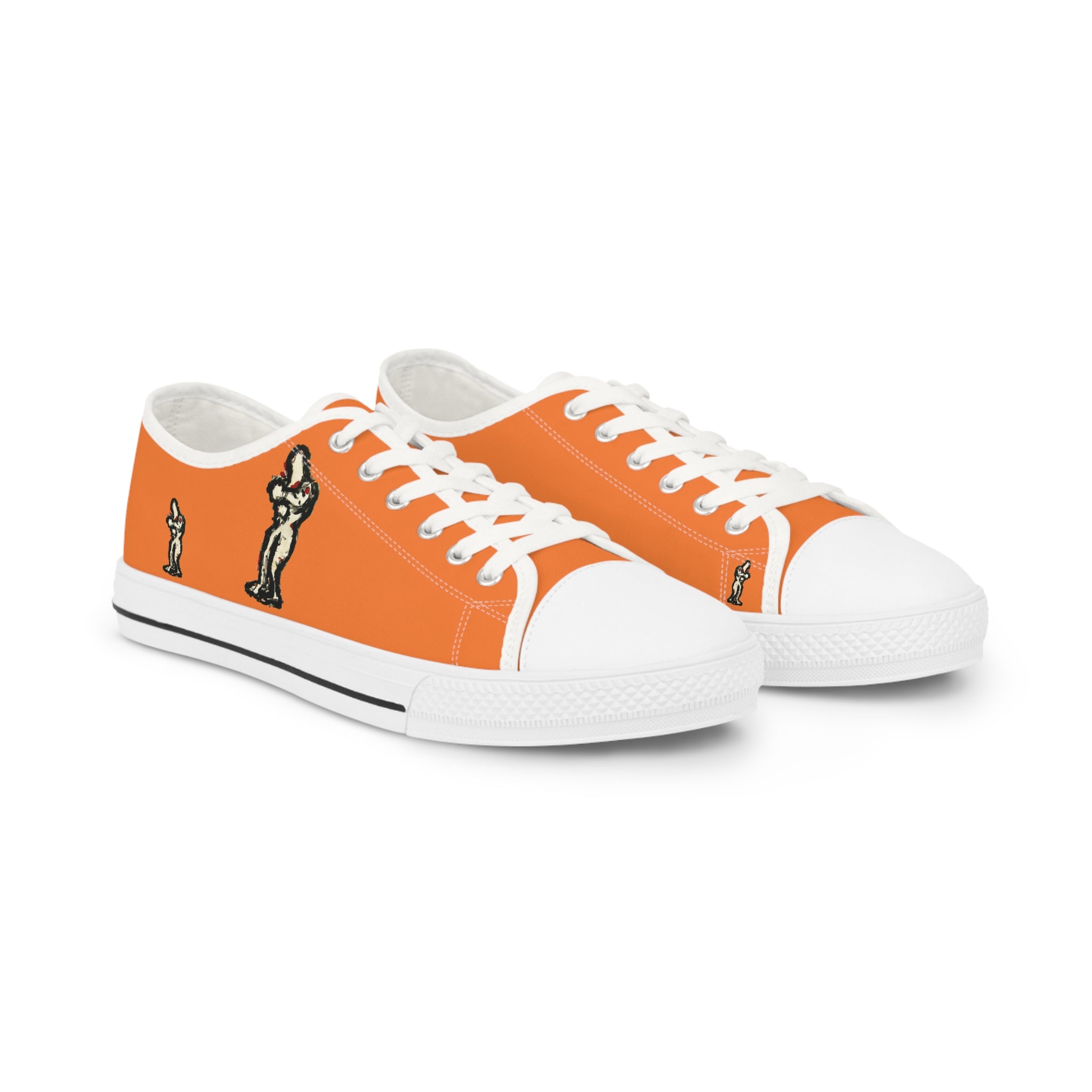 InTense – Men’s Abstract Figure Low-Top Canvas Sneakers – Bright Orange Background