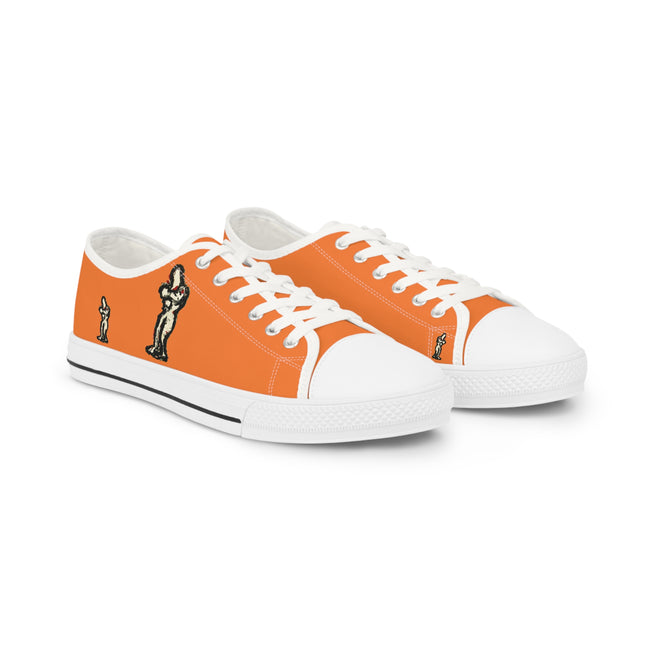 InTense – Men’s Abstract Figure Low-Top Canvas Sneakers – Bright Orange Background