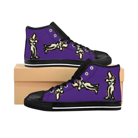InTense – Men’s High-Top Canvas Sneakers with Abstract Figure Art – Dark Purple Background