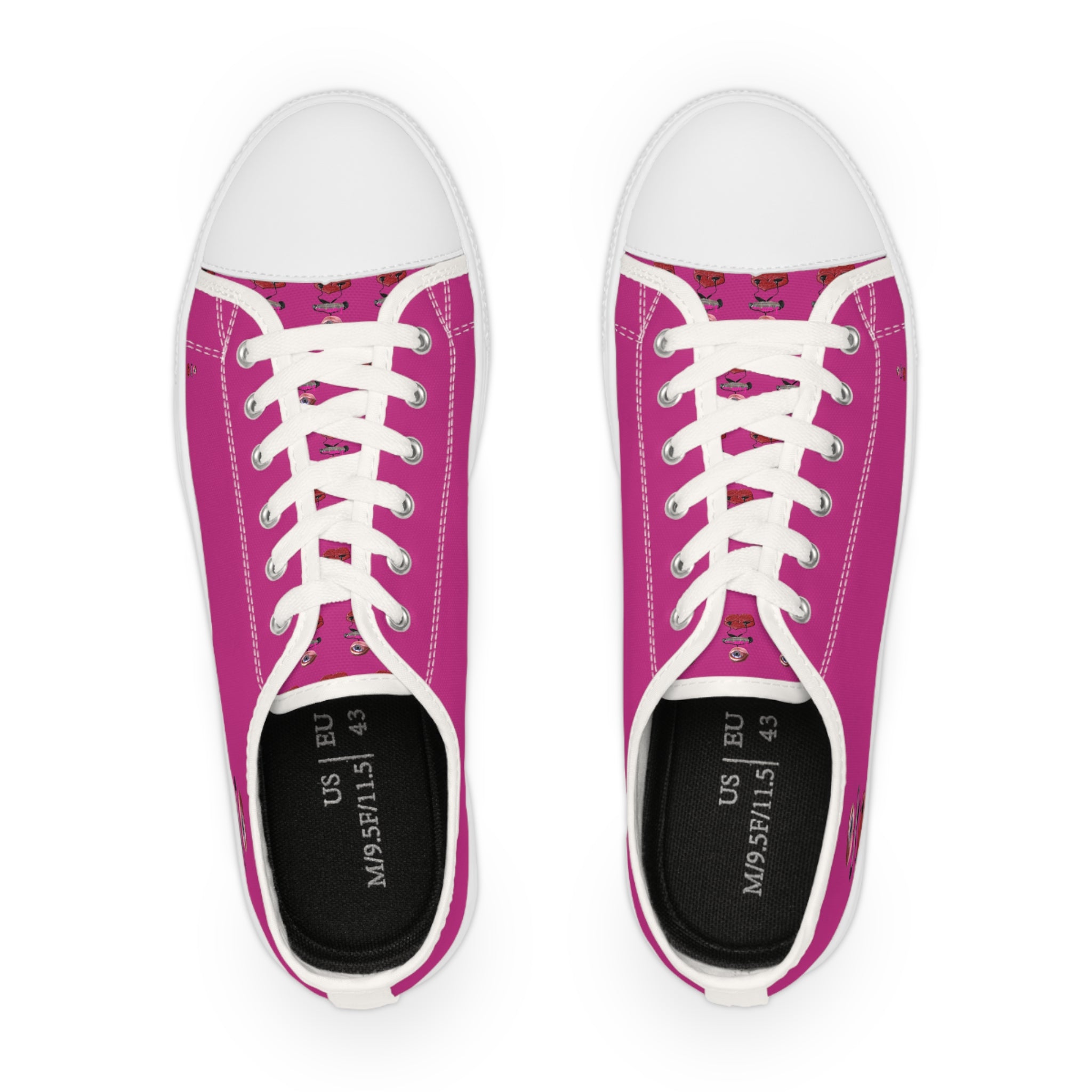 I Am – Men’s Surreal Eye Low-Top Canvas Sneakers – Hot Pink Background