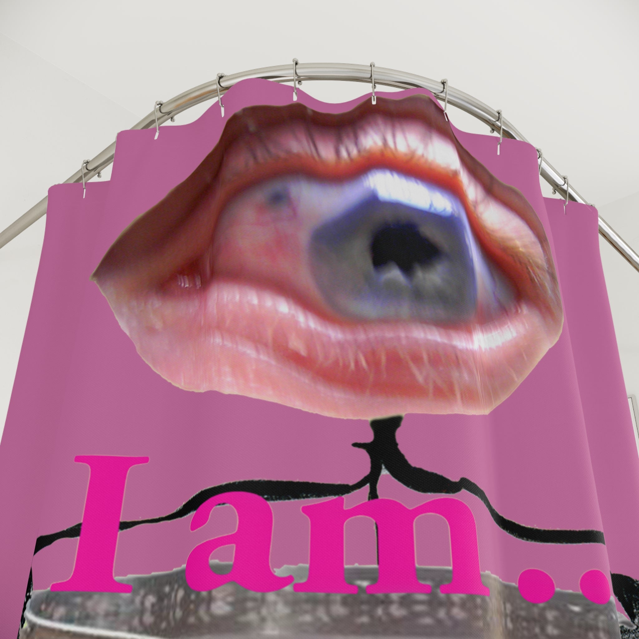 I Am… Surreal Eye Art Shower Curtain – Red Heart Figure