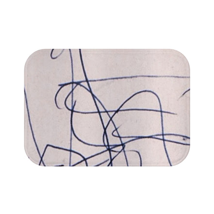 Minimalist Scribble Bath Mat — Abstract Navy Line Art Floor Mat