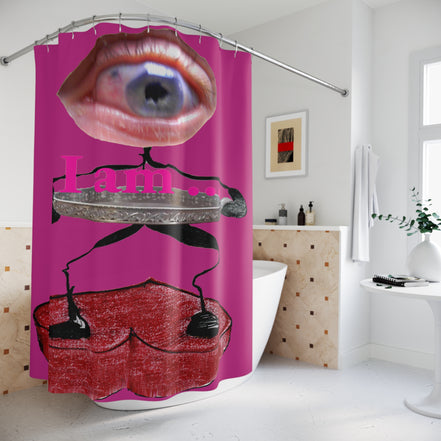 I Am… Surreal Eye Art Shower Curtain – Red Heart Figure