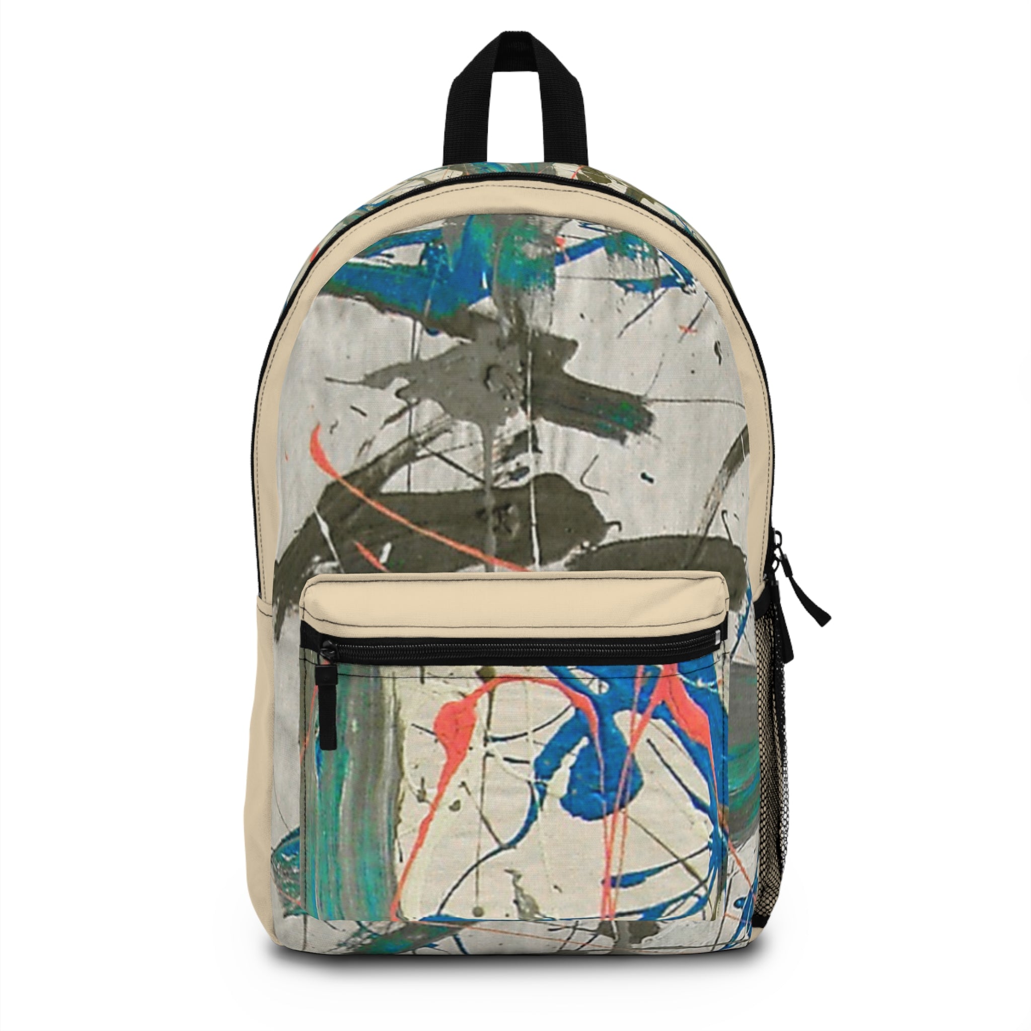 Splash Artistic Paint Splash School Backpack (creme)