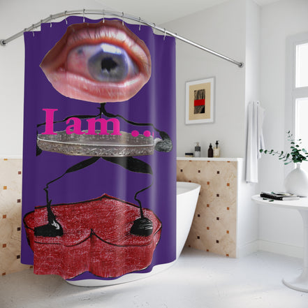 I Am… Surreal Eye Art Shower Curtain – Red Heart Figure