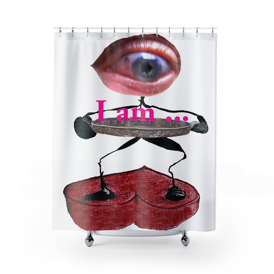 I Am… Surreal Eye Art Shower Curtain – Red Heart Figure