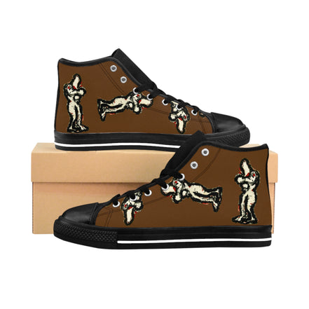 InTense – Men’s Abstract Figure High-Top Canvas Sneakers – Brown Background