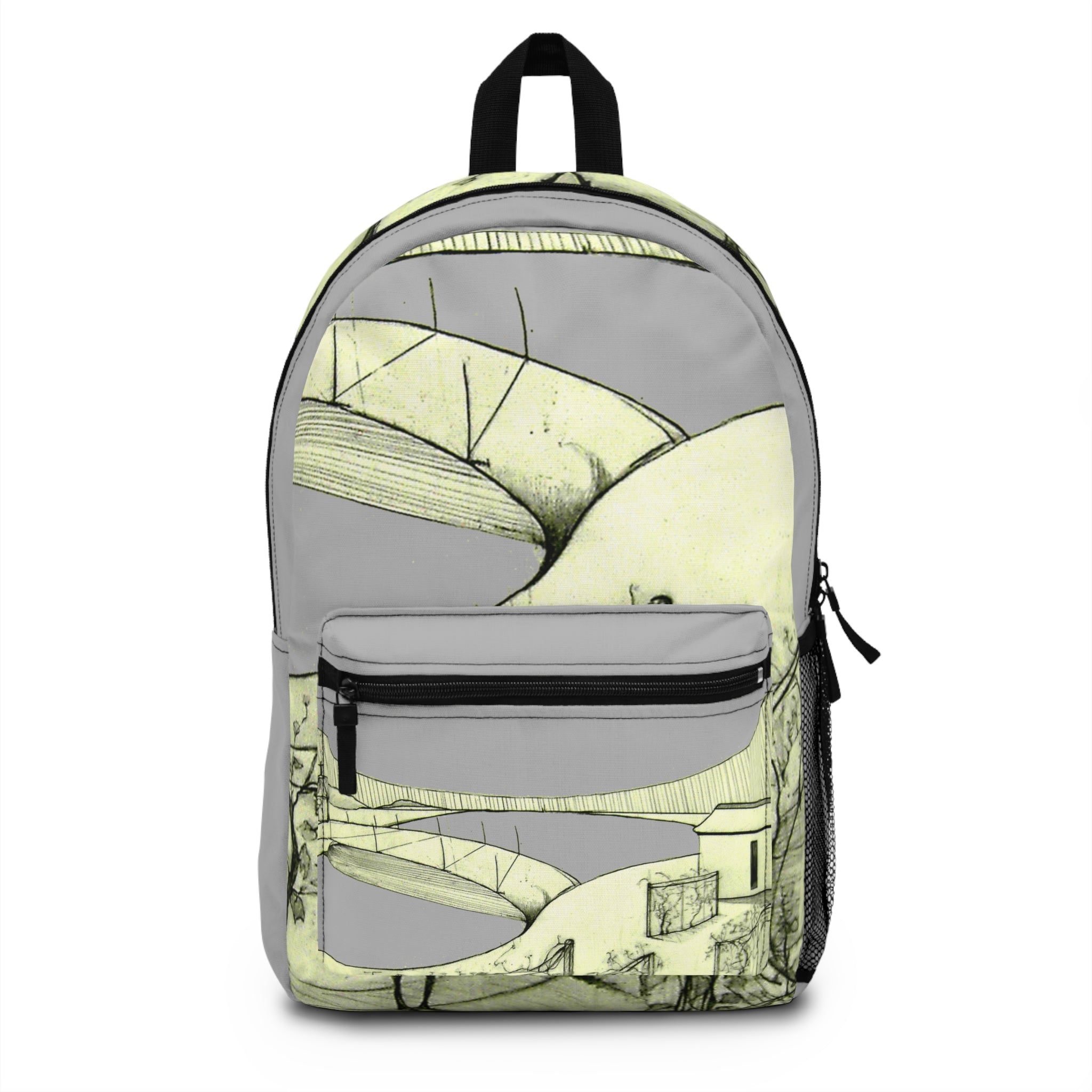 Tuscan Designer Backpack  (light grey)– Hand-Drawn Landscape Art