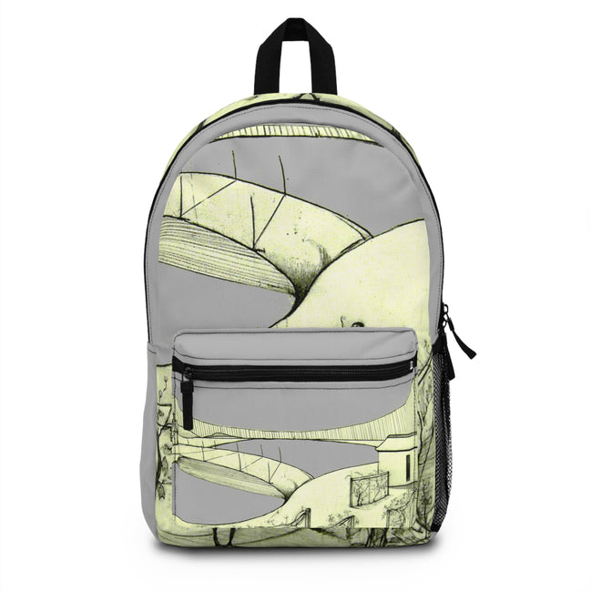 Tuscan Designer Backpack  (light grey)– Hand-Drawn Landscape Art