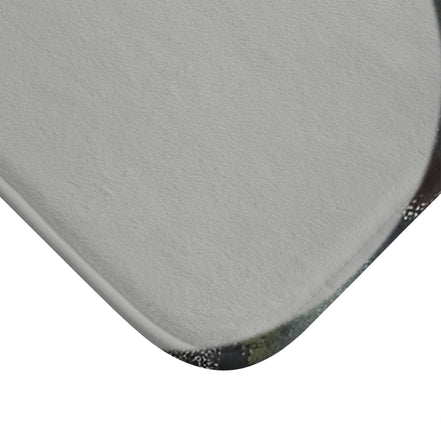 Demire D Bath Mat — Stone Texture with Green Line Accent