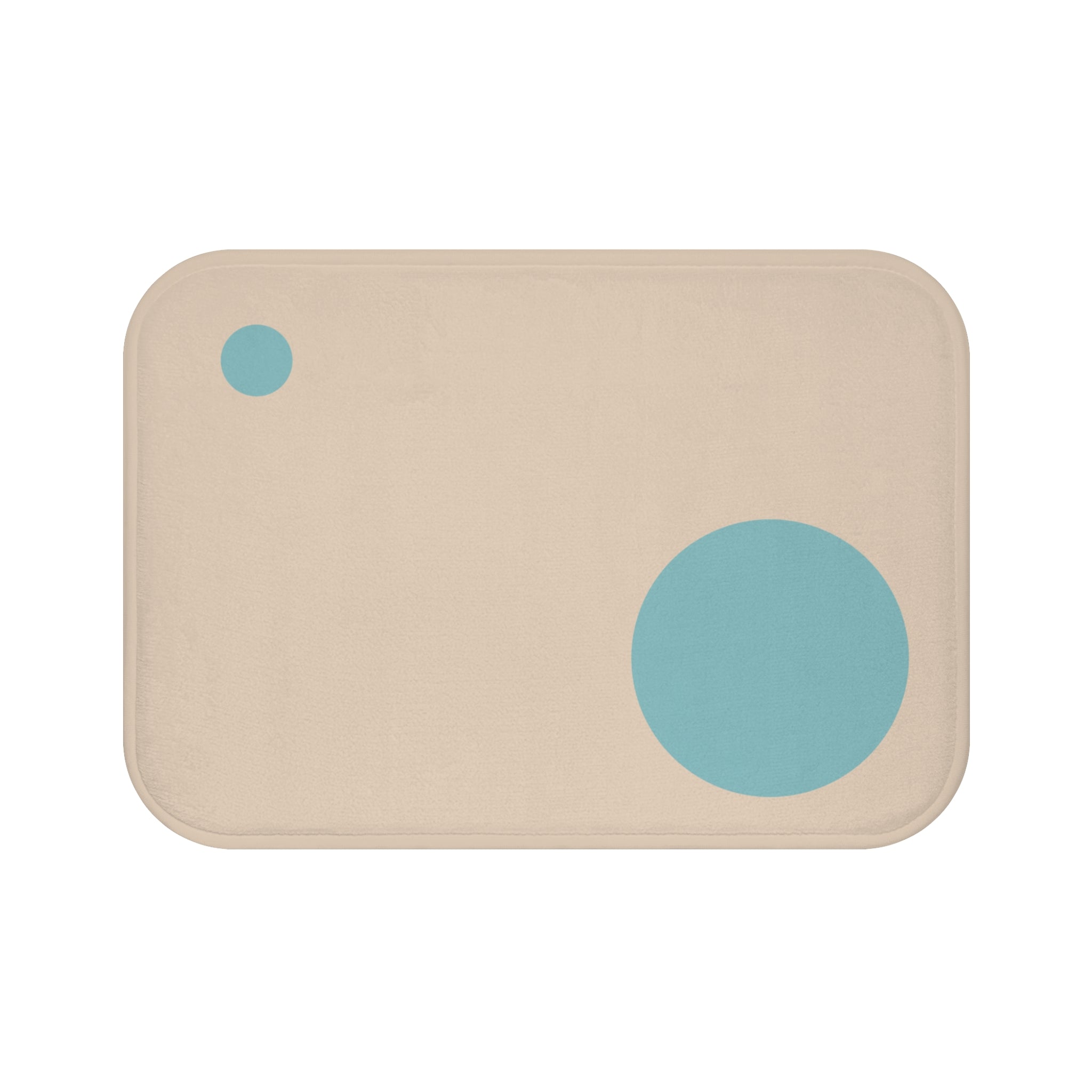 Minimalist Beige Bath Mat with Aqua Dot – Modern Non-Slip Bathroom Rug