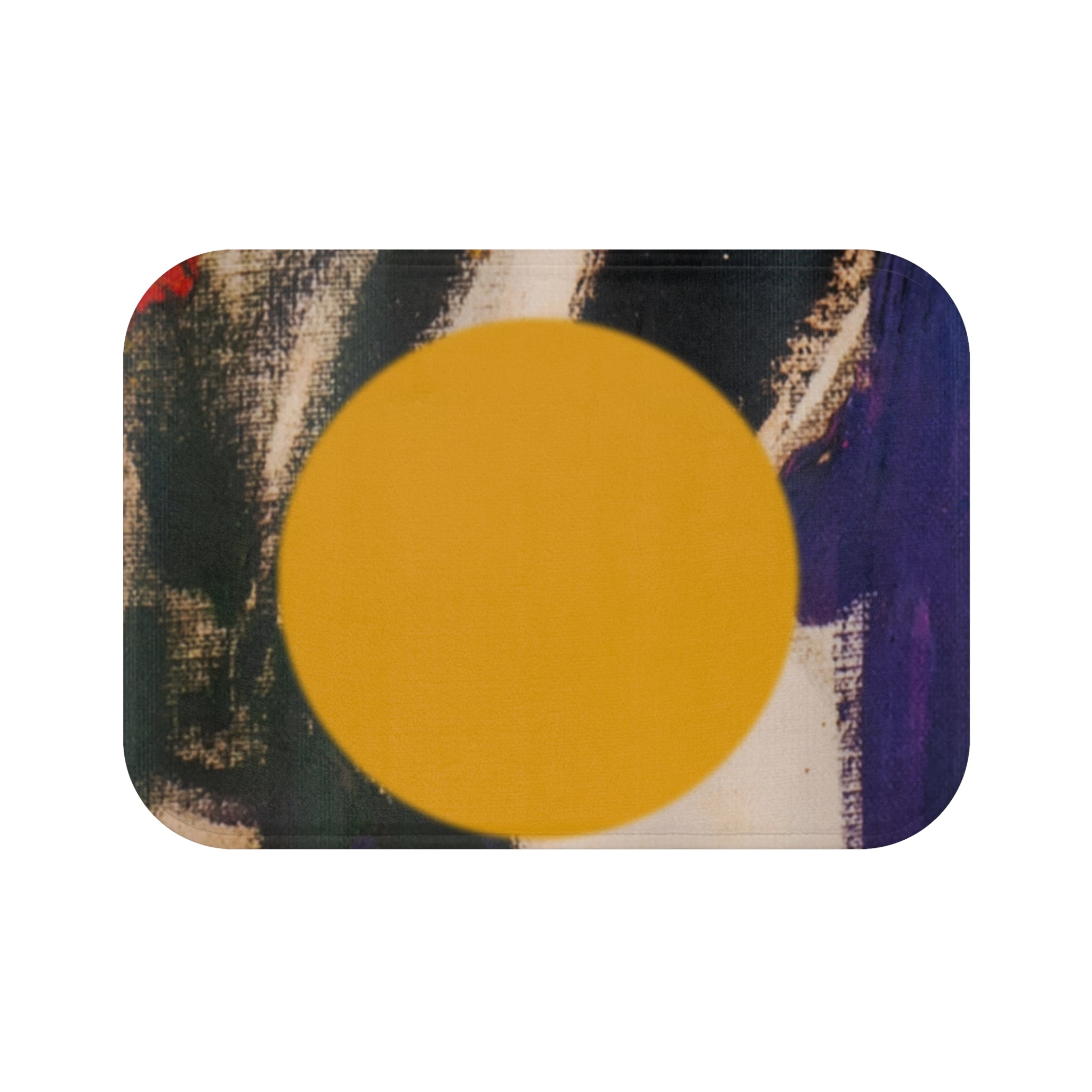 Yellow Circle Accent Bath Mat — Modern Abstract Bathroom Rug
