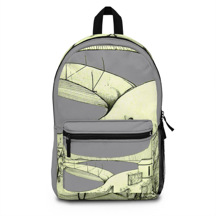 Tuscan Designer Backpack – Hand-Drawn Landscape Art (grey)