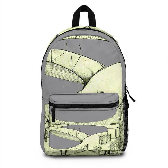 Tuscan Designer Backpack – Hand-Drawn Landscape Art (grey)