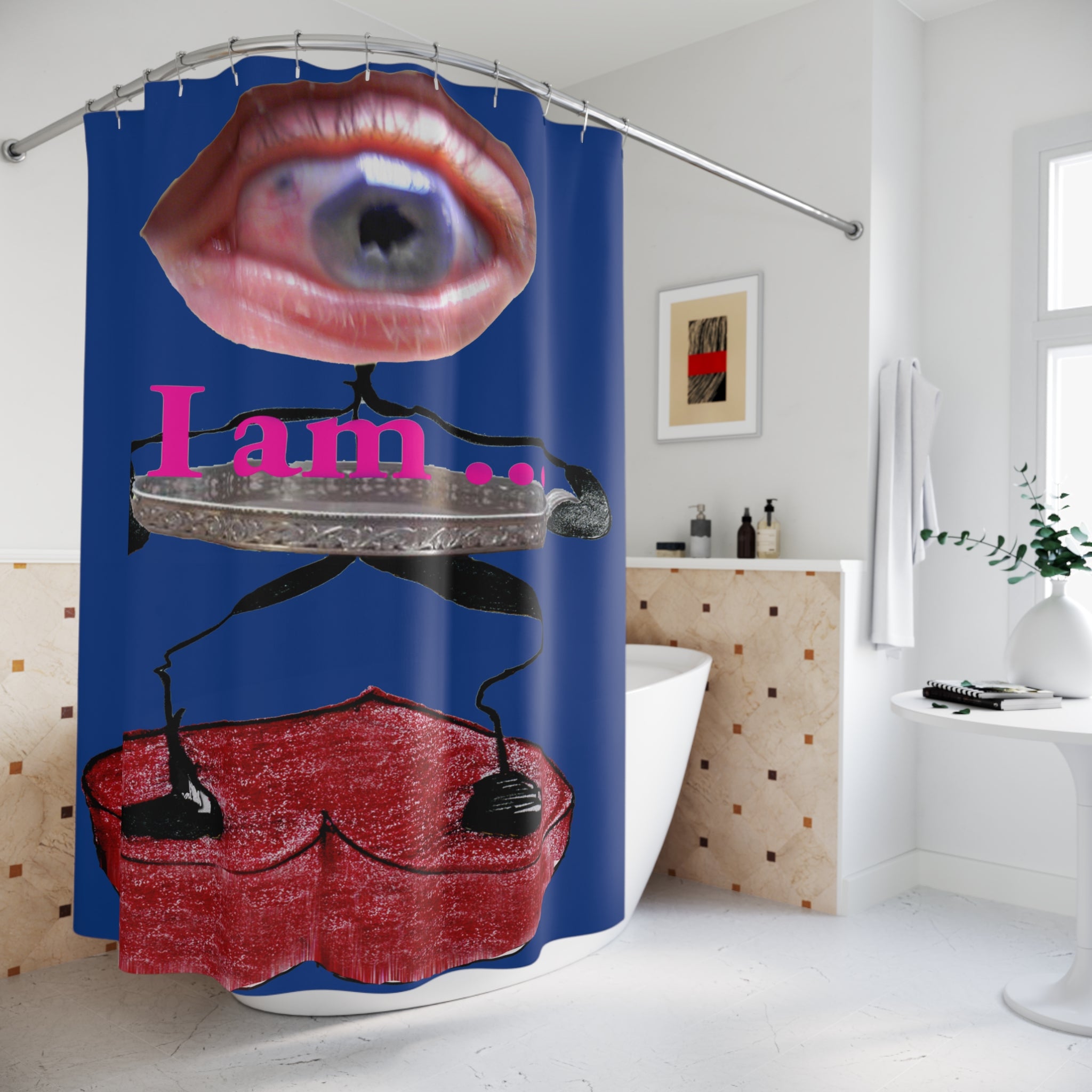 I Am… Surreal Eye Art Shower Curtain – Red Heart Figure