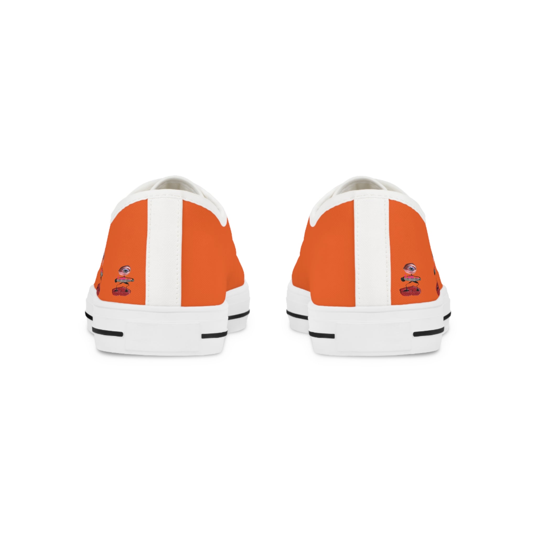 I Am – Men’s Surreal Eye Low-Top Canvas Sneakers – Dark Orange Background