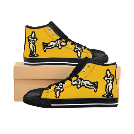 InTense – Women’s High-Top Canvas Sneakers with Abstract Figure Art – Golden Yellow Background