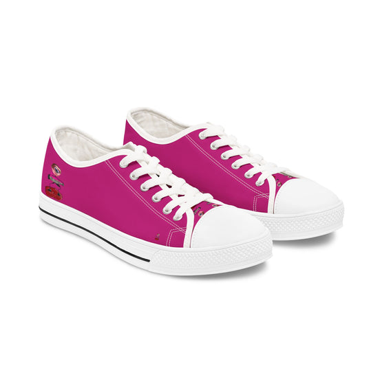 I Am – Women’s Surreal Eye Low-Top Canvas Sneakers – Hot Pink Background