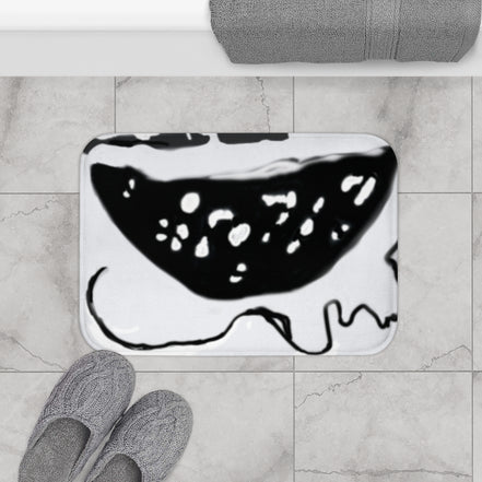 Black Line Bath Mat — Minimal Graphic Bathroom Rug (White Ground)
