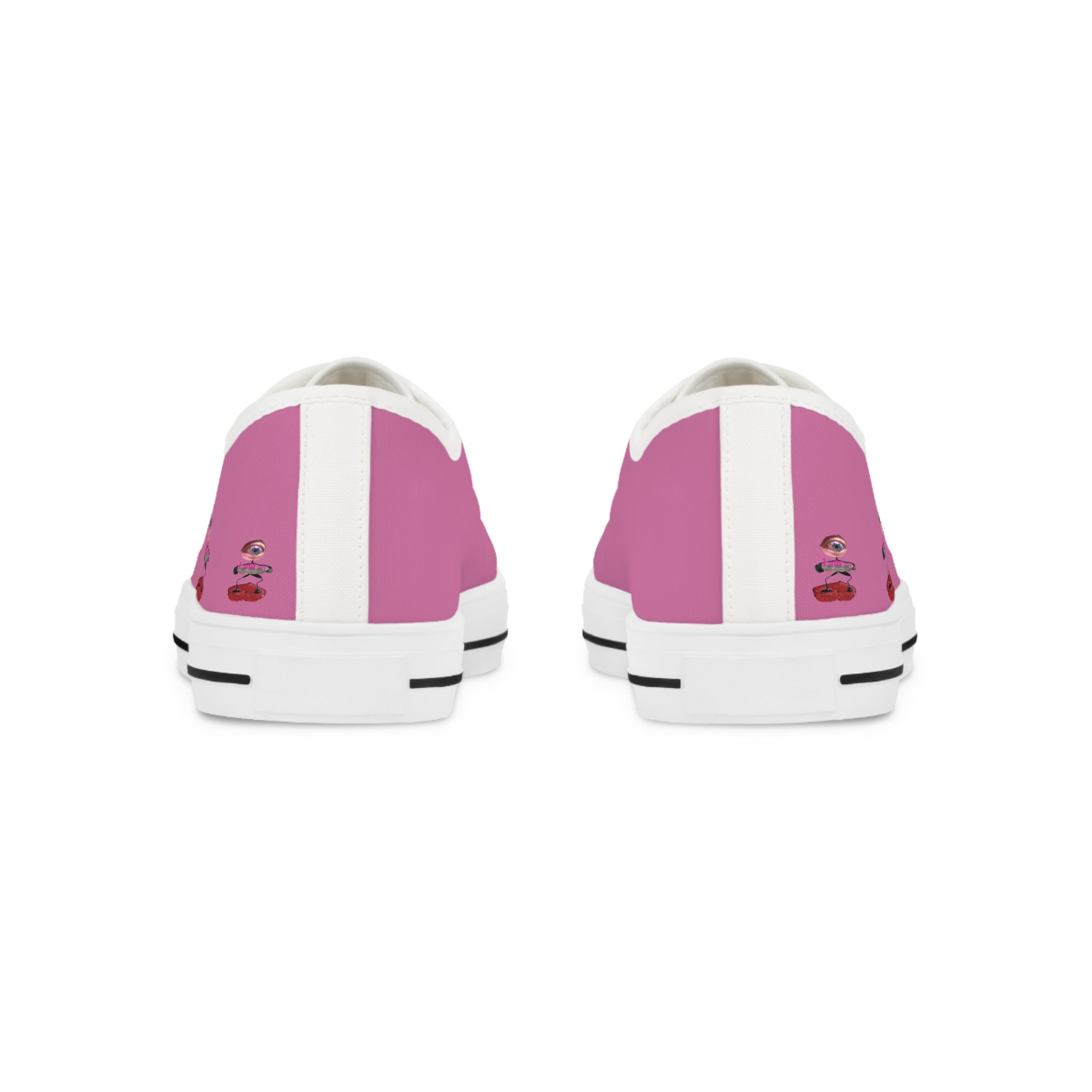 I Am – Men’s Surreal Eye Low-Top Canvas Sneakers – Light Pink Background