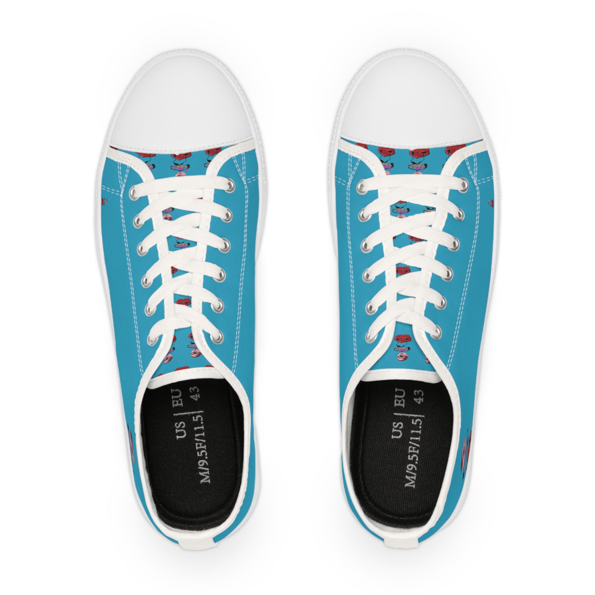 I Am – Men’s Surreal Eye Low-Top Canvas Sneakers – Turquoise Background