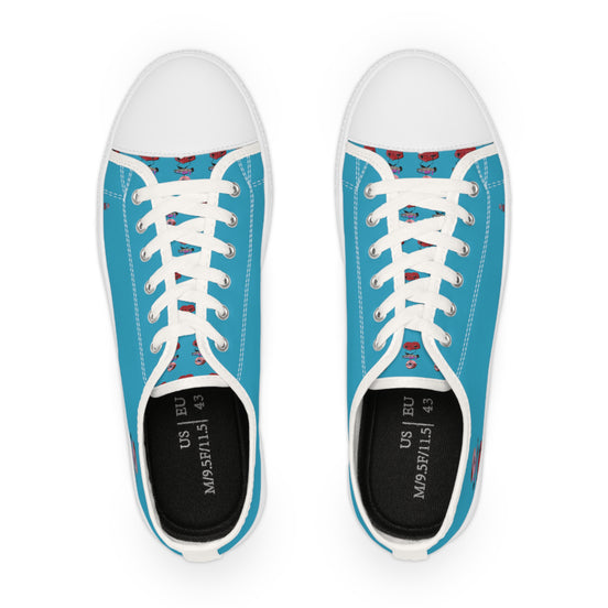 I Am – Men’s Surreal Eye Low-Top Canvas Sneakers – Turquoise Background