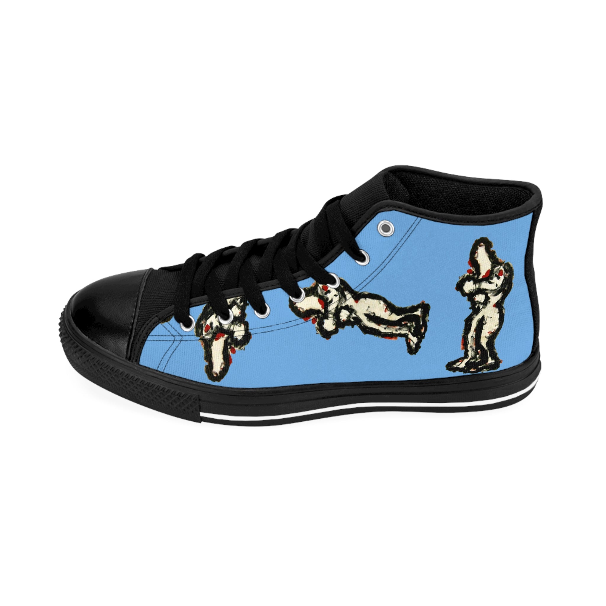 InTense – Men’s Abstract Figure High-Top Canvas Sneakers – LIght Blue Background