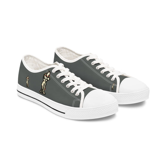 InTense – Women’s Abstract Figure Low-Top Canvas Sneakers – Dark Grey Background