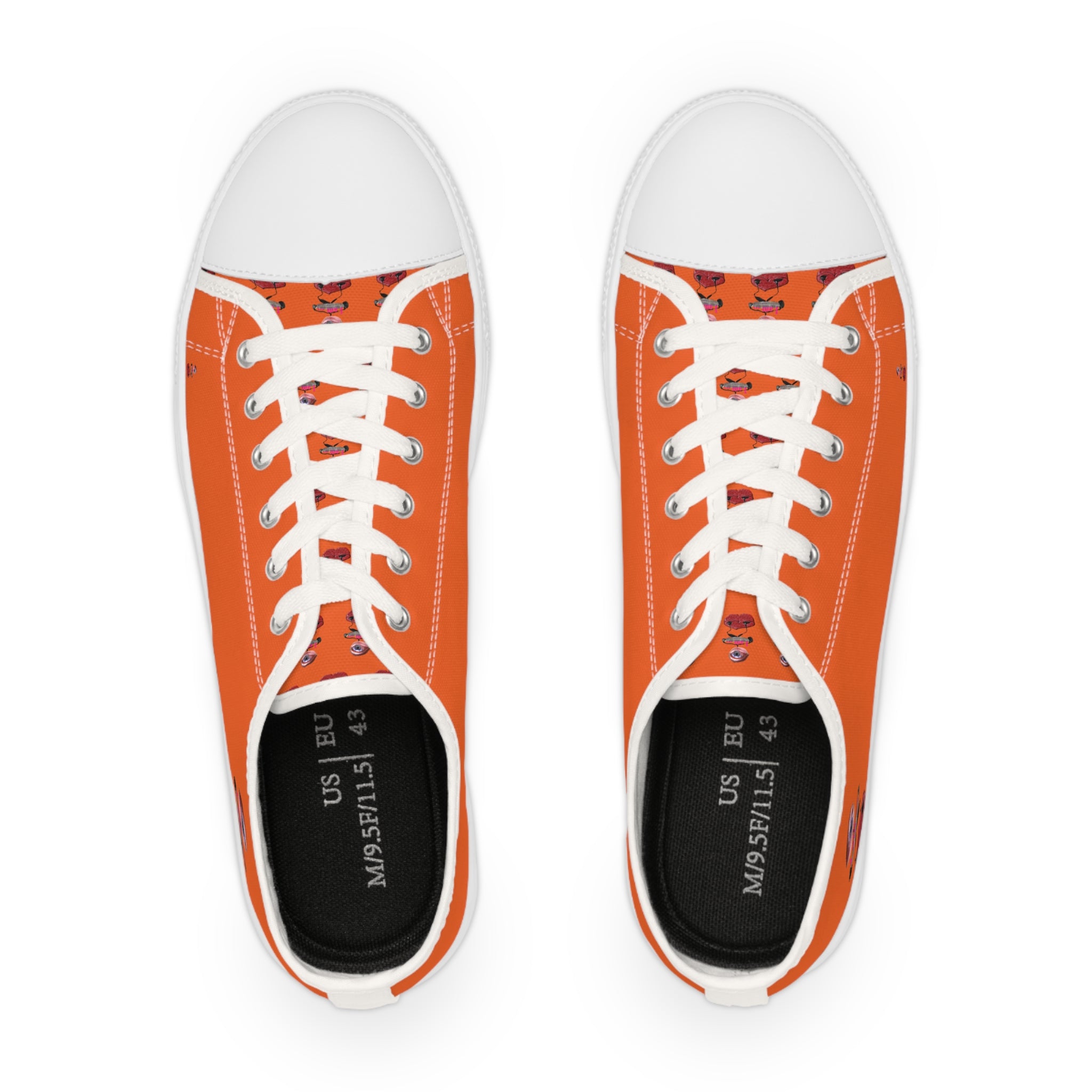 I Am – Men’s Surreal Eye Low-Top Canvas Sneakers – Dark Orange Background