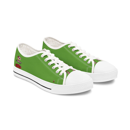 I Am – Women’s Surreal Eye Low-Top Canvas Sneakers – Green Background