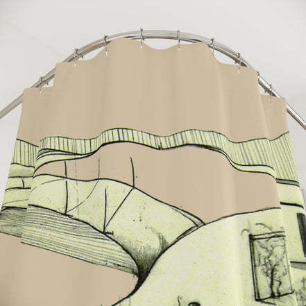 Tuscan — Hand-Drawn Landscape Shower Curtain (creme)