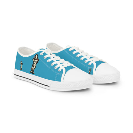 InTense – Men’s Abstract Figure Low-Top Canvas Sneakers – Turquoise Background