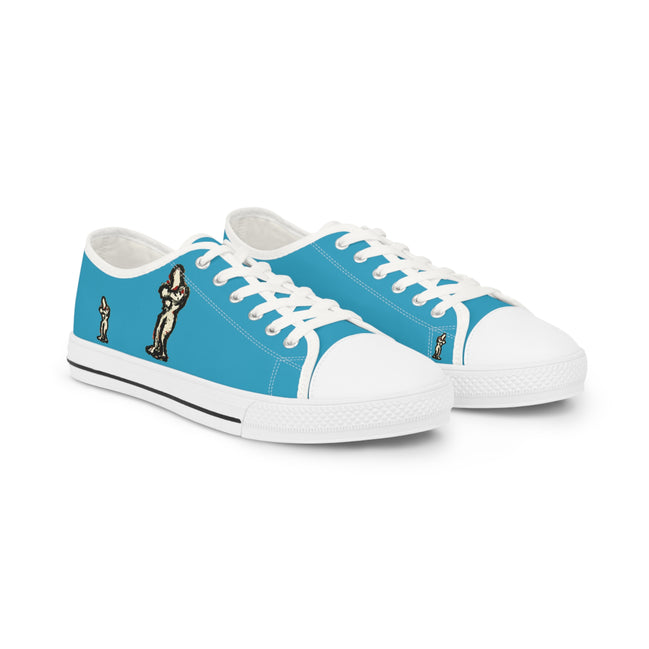 InTense – Men’s Abstract Figure Low-Top Canvas Sneakers – Turquoise Background