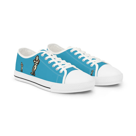 InTense – Men’s Abstract Figure Low-Top Canvas Sneakers – Turquoise Background