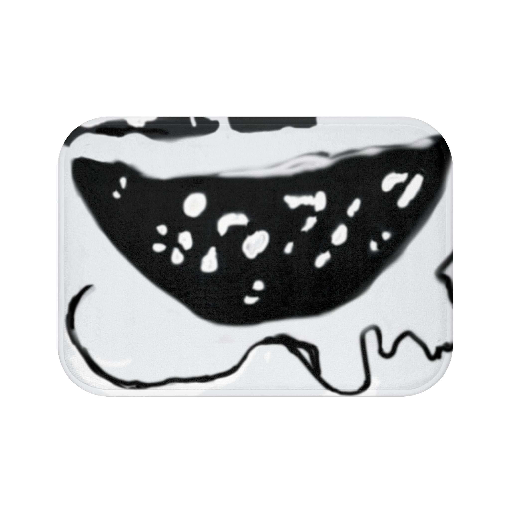 Black Line Bath Mat — Minimal Graphic Bathroom Rug (White Ground)