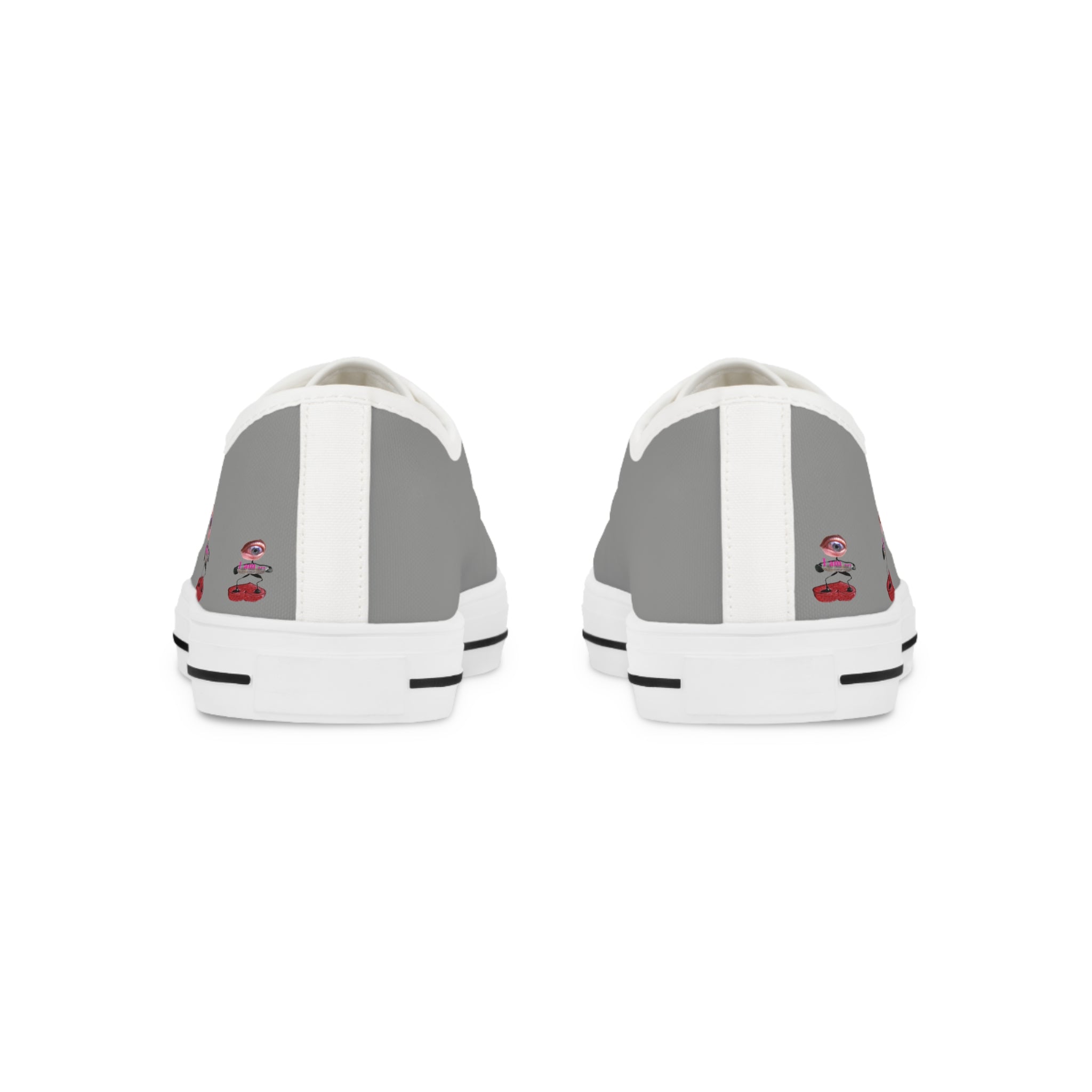 I Am – Men’s Surreal Eye Low-Top Canvas Sneakers – Grey Background