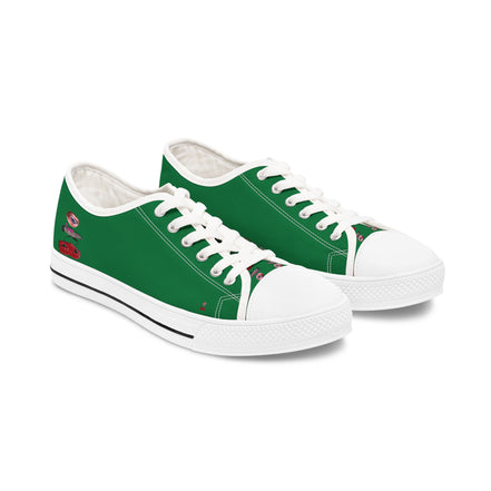 I Am – Women’s Surreal Eye Low-Top Canvas Sneakers – Dark Green Background