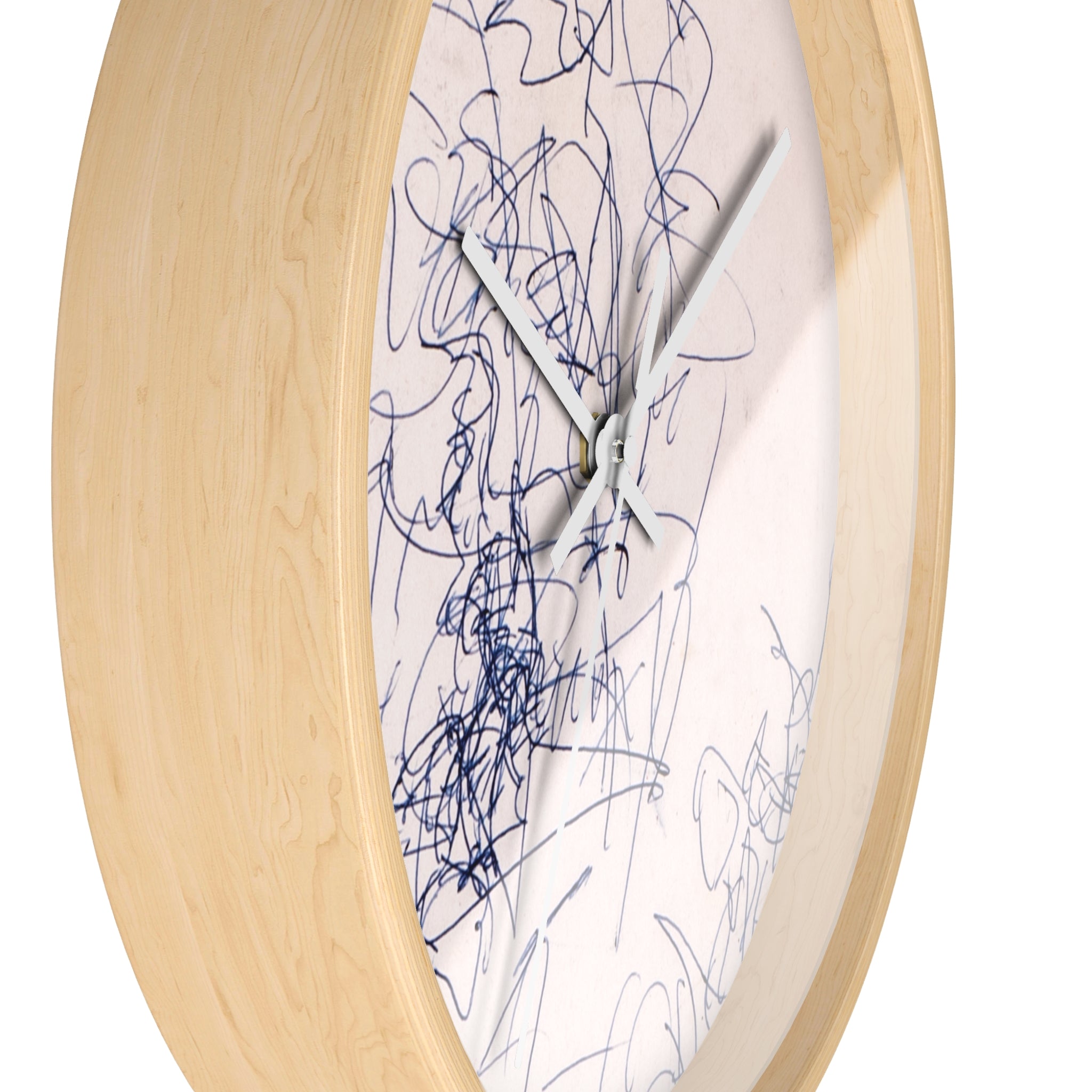 Time Spent Wall Clock — Abstract Blue Line Drawing Art