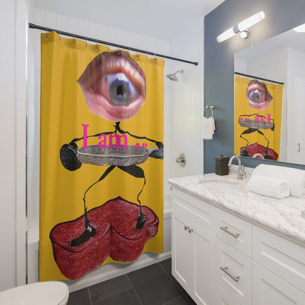 I Am… Surreal Eye Art Shower Curtain – Red Heart Figure