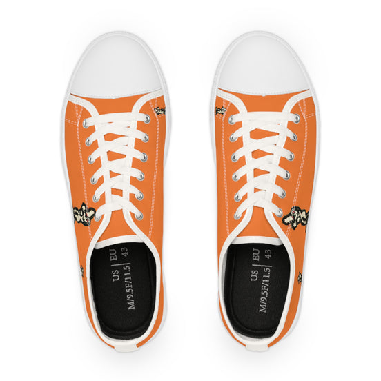 InTense – Men’s Abstract Figure Low-Top Canvas Sneakers – Bright Orange Background