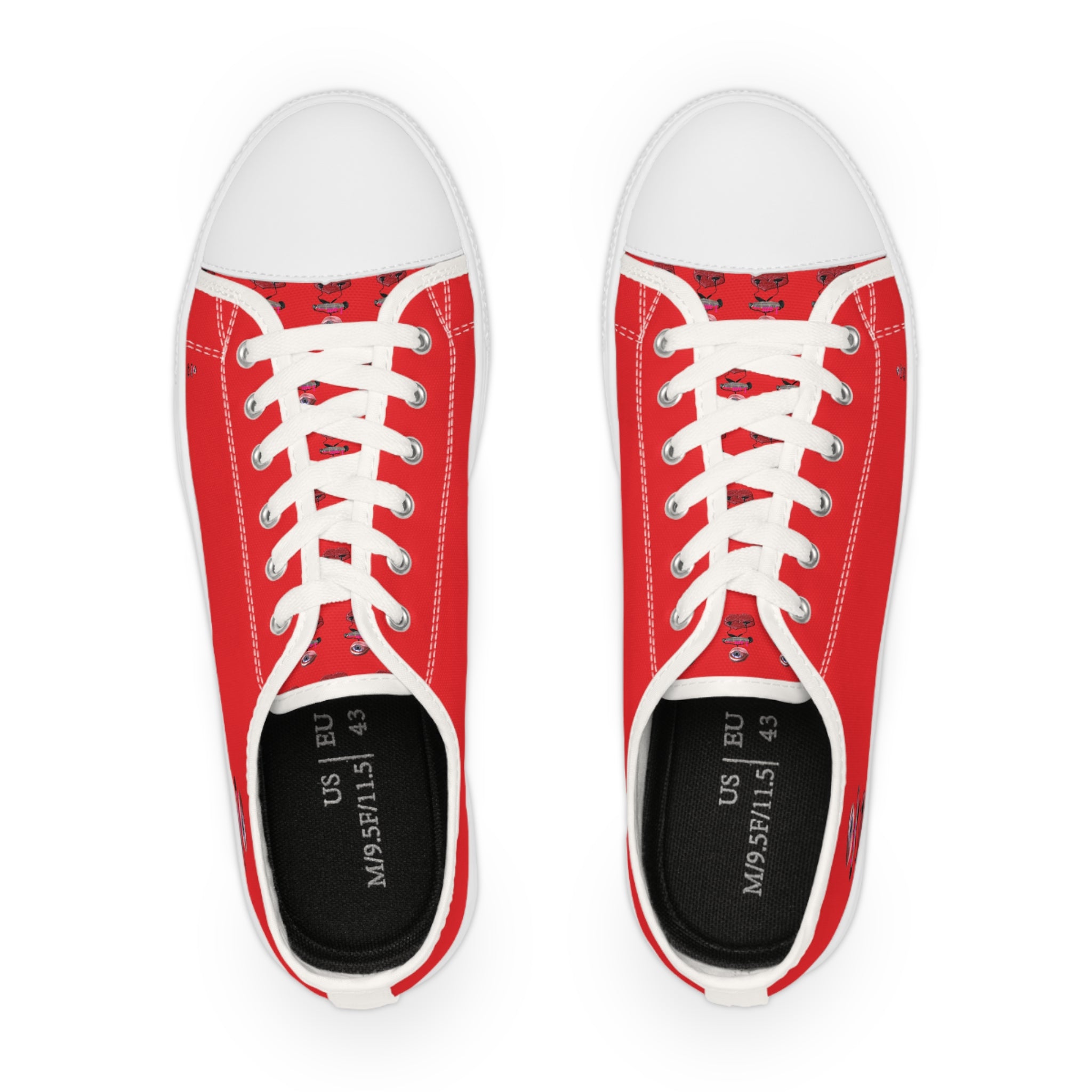 I Am – Men’s Surreal Eye Low-Top Canvas Sneakers – Red Background