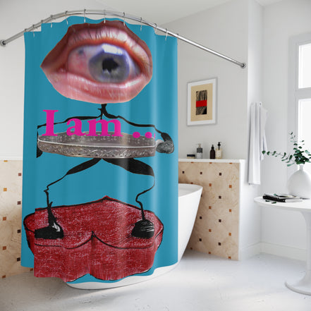 I Am… Surreal Eye Art Shower Curtain – Red Heart Figure