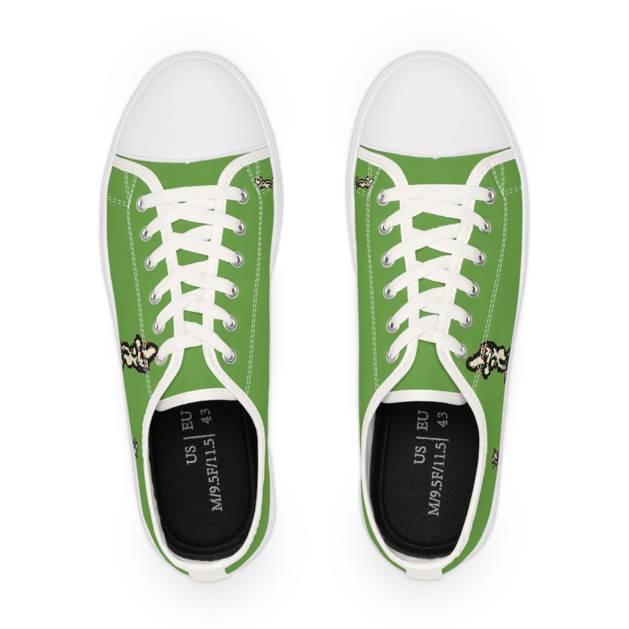 InTense – Men’s Abstract Figure Low-Top Canvas Sneakers – Green Background