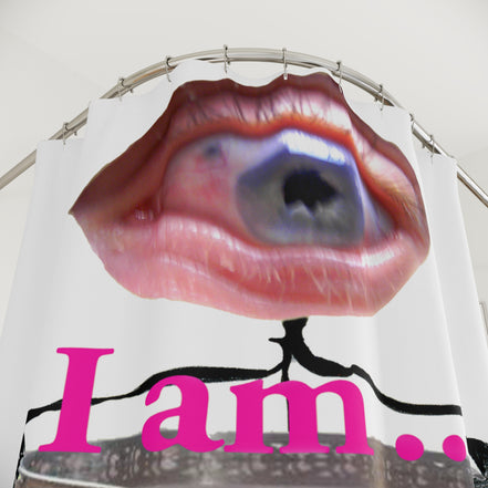 I Am… Surreal Eye Art Shower Curtain – Red Heart Figure