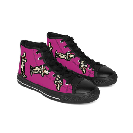 InTense – Men’s High-Top Canvas Sneakers with Abstract Figure Art – Hot Pink Background